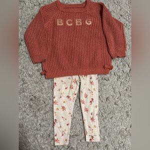 Toddler BCBG Rust Sweater with Floral Leggings - 24 months